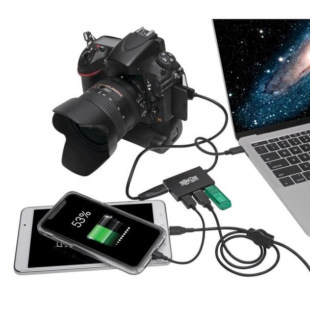 Tripp Lite U460-004-4A-AL 4-Port USB-C Hub, USB-C to 4x USB-A Ports, USB 3.0, Black U460-004-4A-AL 037332214010