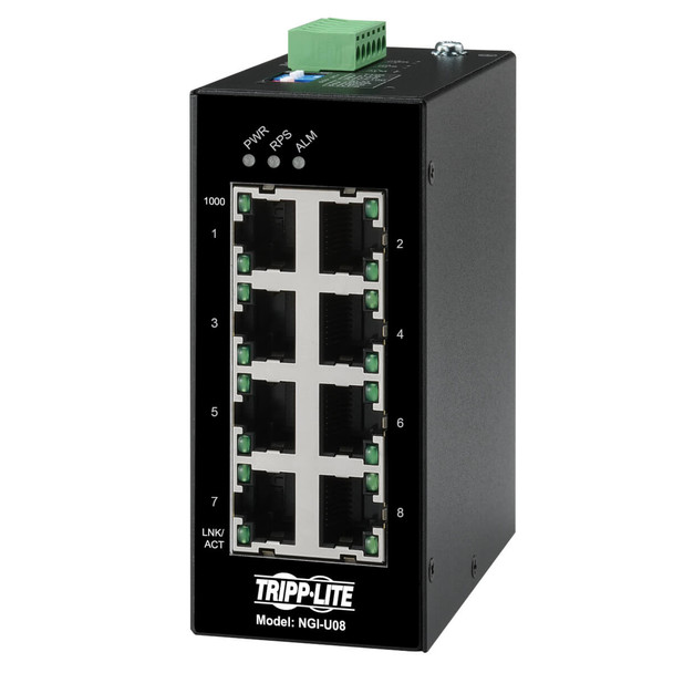 Tripp Lite NGI-U08 8-Port Unmanaged Industrial Gigabit Ethernet Switch - 10/100/1000 Mbps, DIN Mount NGI-U08 037332264152