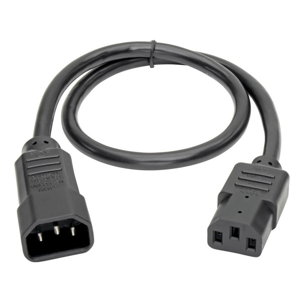 Tripp Lite Standard Computer Power Extension Cord Lead Cable, 10A, 18AWG (IEC-320-C14 to IEC-320-C13) 0.61 m (2-ft.) P004-002 037332176813