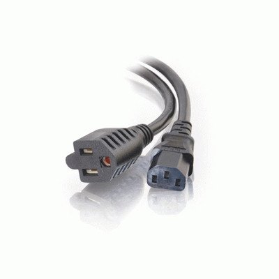 C2G 6ft 1-to-2 16 AWG Power Cord Splitter (NEMA 5-15P -> 1 NEMA 5-15R / 1 IEC320C13) Black 1.8 m 29812 757120298120