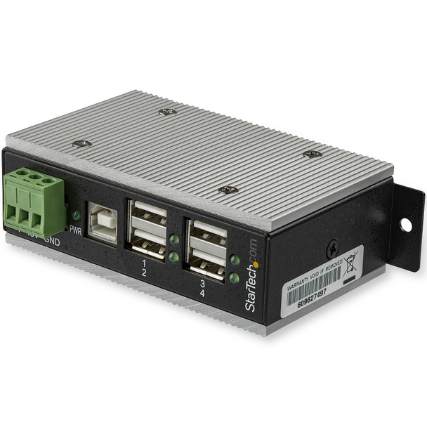 StarTech.com 4-Port USB 2.0 Hub - Metal Industrial USB-A Hub with ESD & 350W Surge Protection - Extended Operating Temp -40 to 185°F - Din Rail/Wall/Desk Mountable - USB Expander Hub HB20A4AME 065030878623