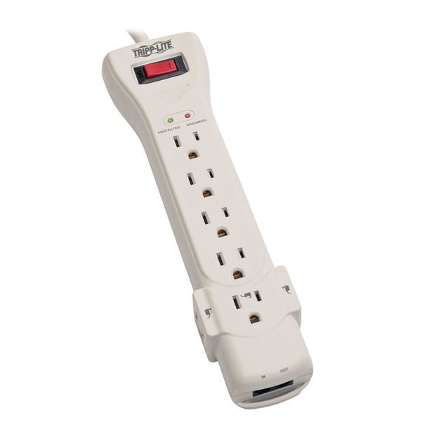 Tripp Lite Protect It! 7-Outlet Surge Protector, 7-ft. Cord, 2520 Joules, Fax/Modem Protection, RJ11 SUPER7TEL 037332095466