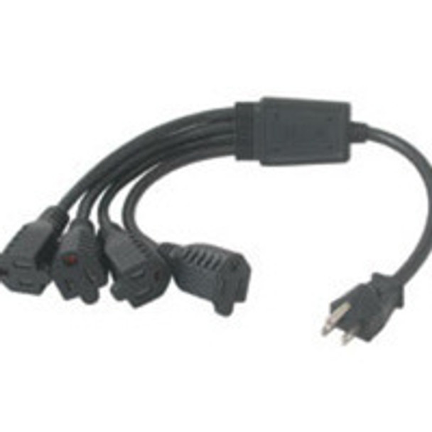 C2G 14in 1-to-4 18 AWG Power Cord Splitter (4 NEMA 5-15R -> 1 NEMA 5-15P) 29803 757120298038