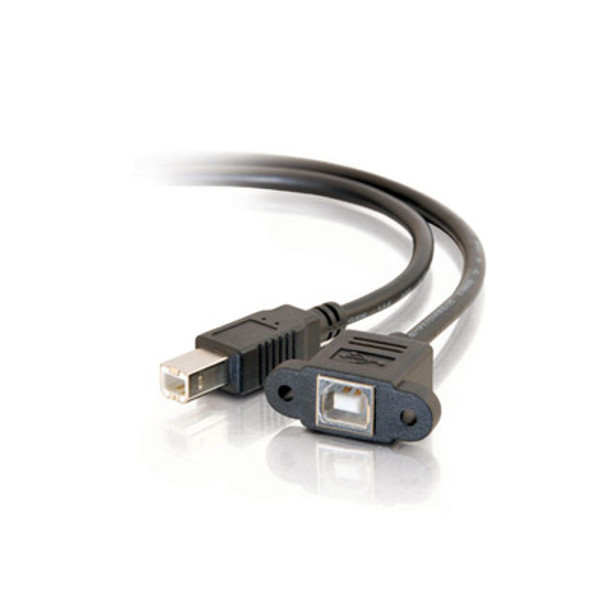 C2G 1.5ft USB 2.0 B Female to B Male Panel Mount Cable USB cable 0.45 m USB B Black 28072 757120280729