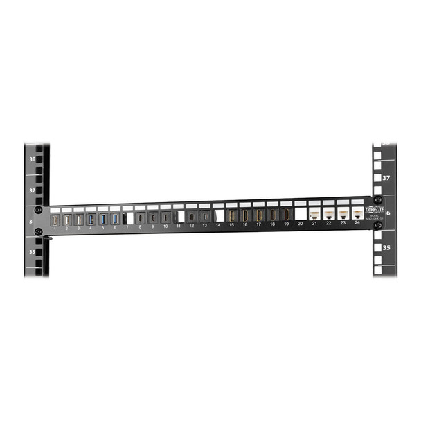 Tripp Lite N062-024-KJ-SH 24-Port 1U Rack-Mount Shielded Blank Keystone/Multimedia Patch Panel, RJ45 Ethernet, USB, HDMI, Cat5e/6, TAA N062-024-KJ-SH 037332193612