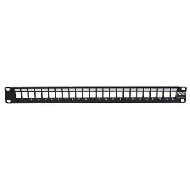 Tripp Lite N062-024-KJ-SH 24-Port 1U Rack-Mount Shielded Blank Keystone/Multimedia Patch Panel, RJ45 Ethernet, USB, HDMI, Cat5e/6, TAA N062-024-KJ-SH 037332193612