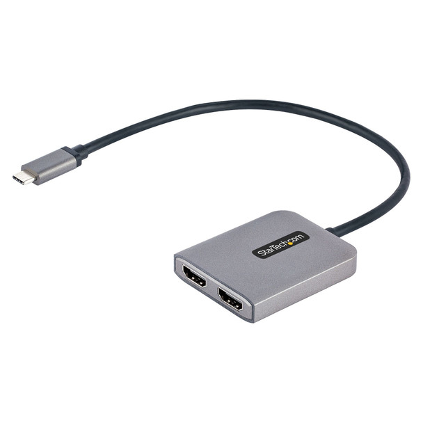 StarTech.com USB-C to Dual HDMI MST HUB - Dual HDMI 4K 60Hz - USB Type C Multi Monitor Adapter for Laptop w/ 1ft/30cm cable - DP 1.4 Multi-Stream Transport Hub - USB-C to HDMI Splitter MST14CD122HD 065030888288