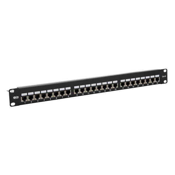 Tripp Lite N252-024-SH-K Cat5e/Cat6 24-Port Patch Panel - Shielded, Krone IDC, 568B, RJ45 Ethernet, 1U, TAA N252-024-SH-K 037332236166