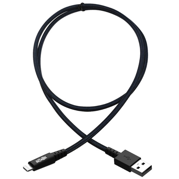 Tripp Lite M100-010-GY-MAX Heavy-Duty USB-A to Lightning Sync/Charge Cable, UHMWPE and Aramid Fibers, MFi Certified - 10 ft. (3.05 m) M100-010-GY-MAX 037332240750