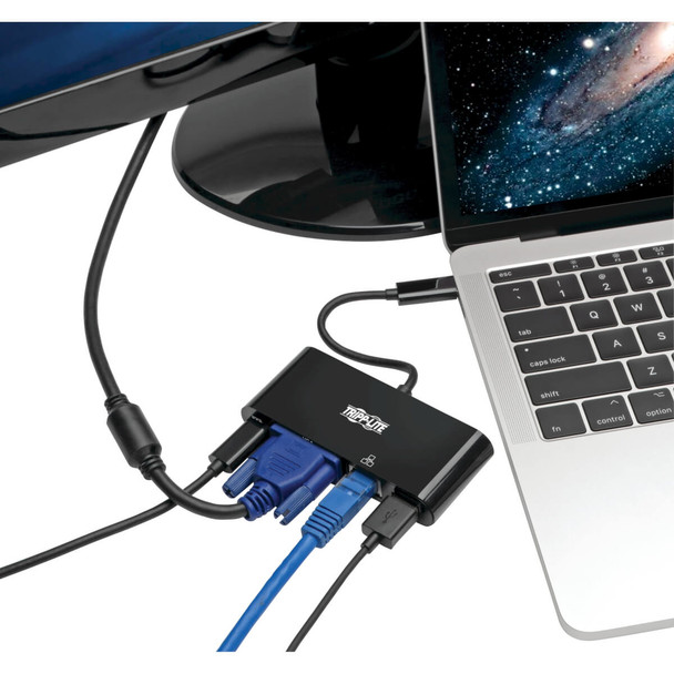 Tripp Lite U444-06N-VGUB-C USB-C Multiport Adapter, VGA, USB-A Port, Gbe and PD Charging, Black U444-06N-VGUB-C 037332209177