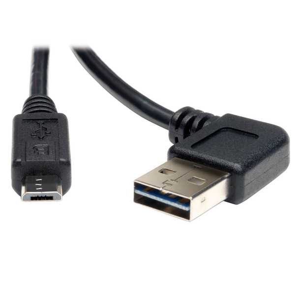 Tripp Lite UR050-003-RA Universal Reversible USB 2.0 Cable (Reversible Right / Left-Angle A to Micro-B M/M), 3 ft. (0.91 m) UR050-003-RA 037332179586