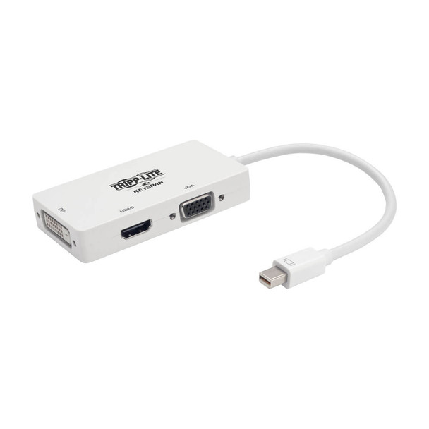 Tripp Lite P137-06N-HDVW Keyspan Mini DisplayPort to VGA/DVI/HDMI All-in-One Video Converter Adapter, White, 6-in. (15.24 cm) P137-06N-HDVW 037332210623