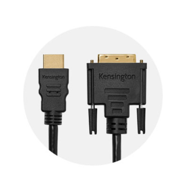 Kensington HDMI (M) to DVI-D (M) passive bi-directional cable, 1.8m (6ft) 33022 085896330226