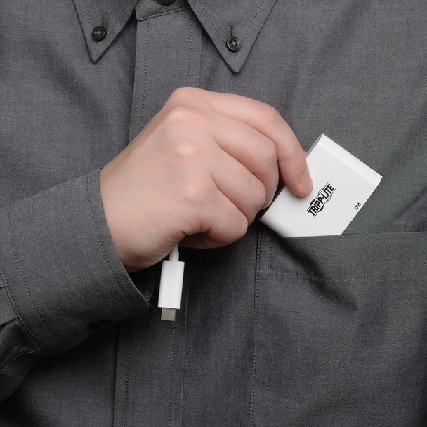 Tripp Lite U444-06N-D-C USB-C to DVI Adapter with PD Charging, White U444-06N-D-C 037332193896