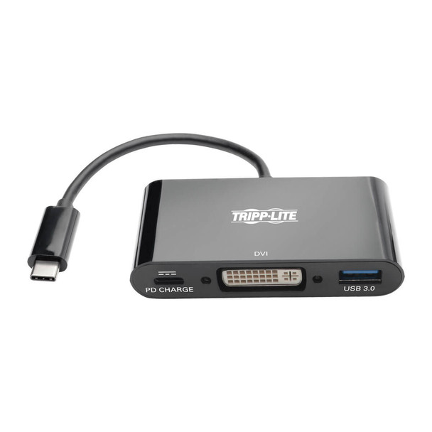 Tripp Lite U444-06N-DUB-C USB-C to DVI Adapter with USB-A Port and PD Charging, Black U444-06N-DUB-C 037332209139