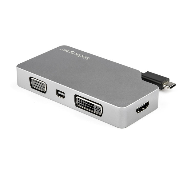 StarTech.com USB C Multiport Video Adapter w/ HDMI, VGA, Mini DisplayPort or DVI - USB Type C Monitor Adapter to HDMI 2.0 or mDP 1.2 (4K 60Hz) - VGA or DVI (1080p) - Space Gray Aluminum CDPVDHDMDP2G 065030878586