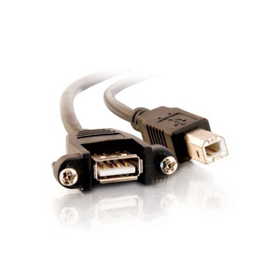 C2G 2ft USB 2.0 A Female to B Male Panel Mount Cable USB cable 0.6 m USB A USB B Black 28068 757120280682