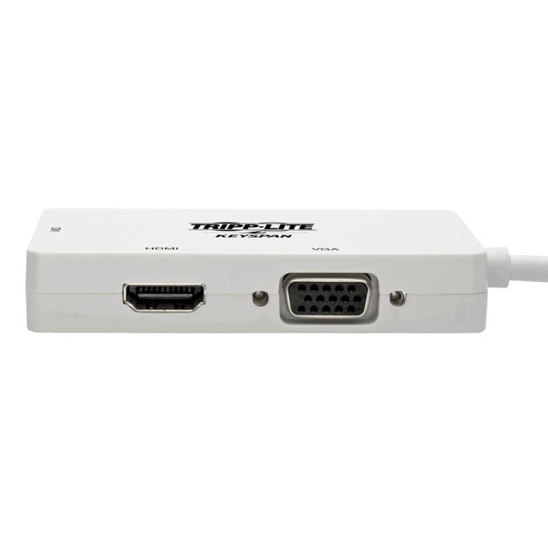 Tripp Lite P137-06N-HDV4KW Keyspan Mini DisplayPort to VGA/DVI/HDMI All-in-One Video Converter Adapter, 4K 30Hz HDMI, DP1.2, White, 6-in. (15.24 cm) P137-06N-HDV4KW 037332210630