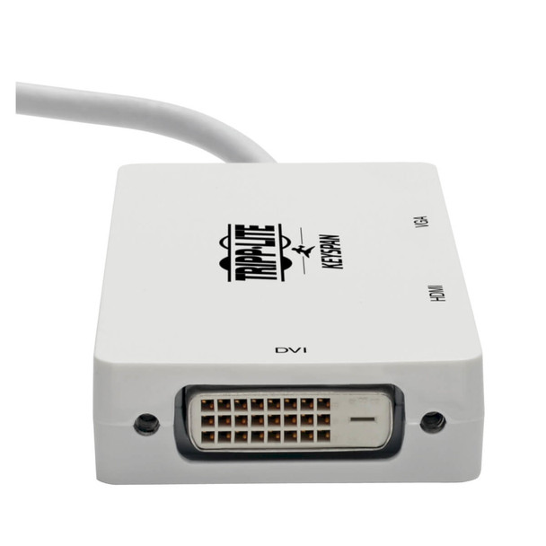 Tripp Lite P137-06N-HDV4KW Keyspan Mini DisplayPort to VGA/DVI/HDMI All-in-One Video Converter Adapter, 4K 30Hz HDMI, DP1.2, White, 6-in. (15.24 cm) P137-06N-HDV4KW 037332210630