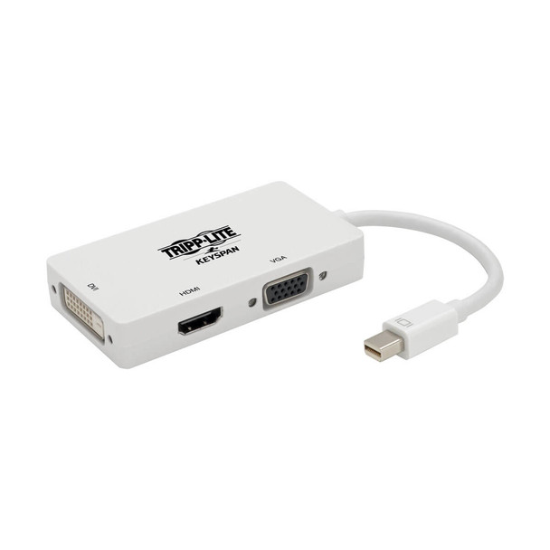 Tripp Lite P137-06N-HDV4KW Keyspan Mini DisplayPort to VGA/DVI/HDMI All-in-One Video Converter Adapter, 4K 30Hz HDMI, DP1.2, White, 6-in. (15.24 cm) P137-06N-HDV4KW 037332210630