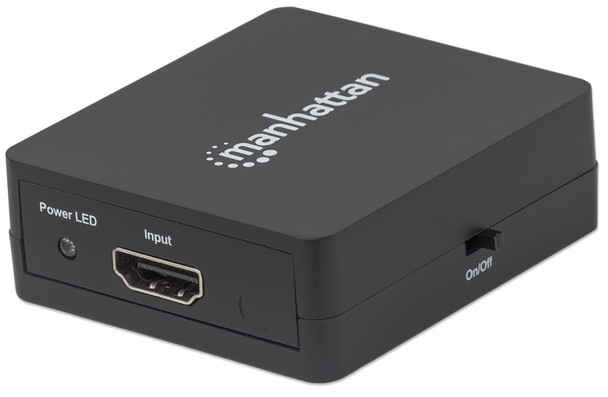 Manhattan HDMI Splitter 2-Port , 1080p, Black, Displays output from x1 HDMI source to x2 HD displays (same output to both displays), USB-A Powered (cable included, 0.7m), Three Year Warranty, Retail Box 207652 766623207652