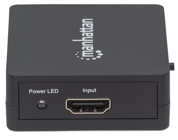 Manhattan HDMI Splitter 2-Port , 1080p, Black, Displays output from x1 HDMI source to x2 HD displays (same output to both displays), USB-A Powered (cable included, 0.7m), Three Year Warranty, Retail Box 207652 766623207652