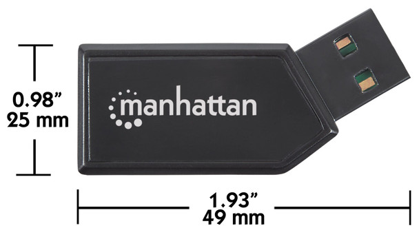 Manhattan USB-A Mini Multi-Card Reader/Writer, 480 Mbps (USB 2.0), 24-in-1, Hi-Speed USB, Windows or Mac, Black, Three Year Warranty, Blister 101677 766623101677