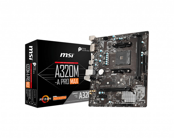 MSI A320M-A PRO MAX motherboard AMD A320 Socket AM4 micro ATX A320MAPMAX 824142189719