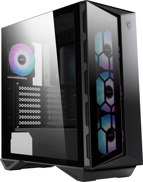 MSI MPG GUNGNIR 110R Mid Tower Gaming Computer Case Black, USB 3.2 Gen2 Type C, 4x 120mm ARGB Fan, Mystic Light Sync, 1 to 6 ARGB Control board, 2x Tempered Glass Panels, ATX, mATX, mini-ITX GUNGNIR110R 824142211809