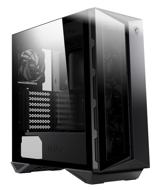 MSI MPG GUNGNIR 110R Mid Tower Gaming Computer Case Black, USB 3.2 Gen2 Type C, 4x 120mm ARGB Fan, Mystic Light Sync, 1 to 6 ARGB Control board, 2x Tempered Glass Panels, ATX, mATX, mini-ITX GUNGNIR110R 824142211809