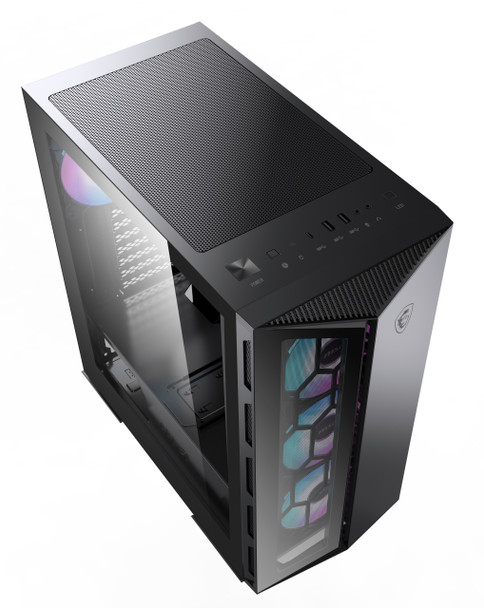 MSI MPG GUNGNIR 110R Mid Tower Gaming Computer Case Black, USB 3.2 Gen2 Type C, 4x 120mm ARGB Fan, Mystic Light Sync, 1 to 6 ARGB Control board, 2x Tempered Glass Panels, ATX, mATX, mini-ITX GUNGNIR110R 824142211809