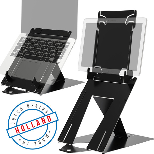 R-Go Tools R-Go Riser Duo, Tablet and Laptop Stand, adjustable, black RGORIDUOBL 8719274491156