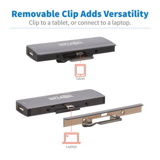 Tripp Lite U442-DOCK15-S USB-C Dock with Removable Clip - For Laptops and Tablets, 4K HDMI, USB-A Hub, 60W PD Charging U442-DOCK15-S 037332251701