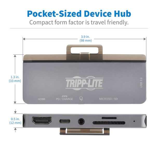 Tripp Lite U442-DOCK15-S USB-C Dock with Removable Clip - For Laptops and Tablets, 4K HDMI, USB-A Hub, 60W PD Charging U442-DOCK15-S 037332251701