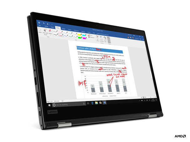 Lenovo ThinkPad L13 Yoga Hybrid (2-in-1) 33.8 cm (13.3") Touchscreen Full HD AMD Ryzen 5 PRO 8 GB DDR4-SDRAM 256 GB SSD Wi-Fi 6 (802.11ax) Windows 10 Pro Black 21AD0027US