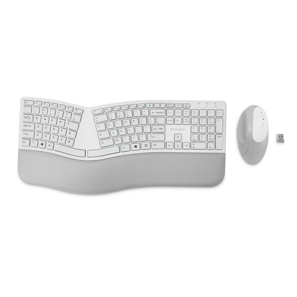 Kensington Pro Fit Ergo Wireless Keyboard and Mouse—Gray 75407 085896754077