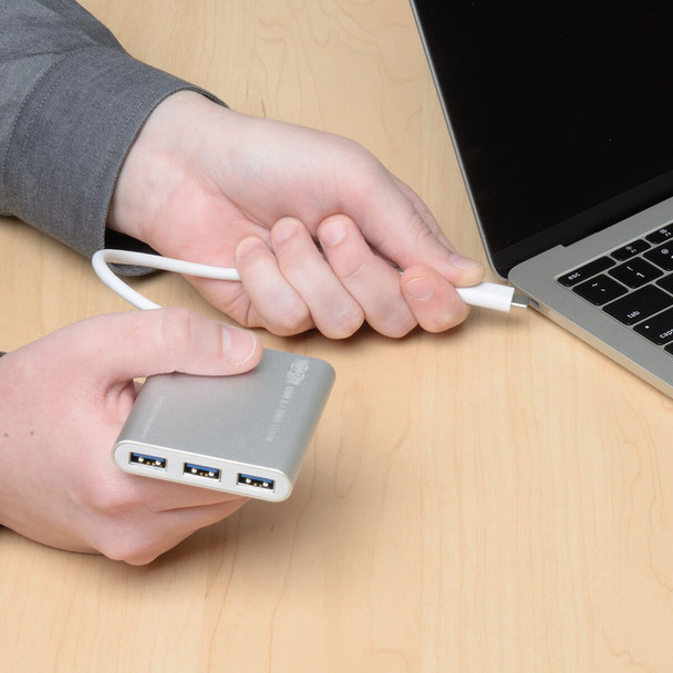 Tripp Lite U460-004-4A 4-Port USB-C Hub, USB-C to 4x USB-A Ports, USB 3.0, Silver U460-004-4A 037332190208