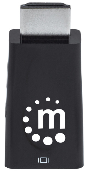 Manhattan HDMI to VGA (with Audio) Converter, 1080p, Male to Female, Micro-USB Power Input Port for additional power if needed, Black, Three Year Warranty, Polybag 151542 766623151542