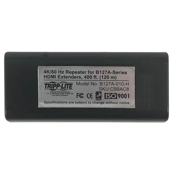 Tripp Lite B127A-010-H Signal Repeater for B127A Extenders, Over Cat6, 4K 60Hz, HDR, 4:4:4, PoC, HDCP 2.2, 400 ft., TAA B127A-010-H 037332261342