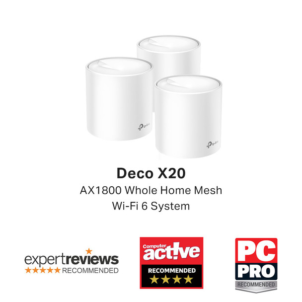 TP-Link AX1800 Whole Home Mesh Wi-Fi 6 System DECO X20(3-PACK) 840030700330