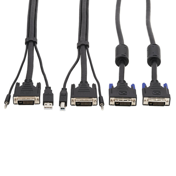 Tripp Lite Dual DVI KVM Cable Kit - DVI, USB, 3.5 mm Audio (3xM/3xM) + DVI (M/M), 10 ft. (3.05 m) P784-010-DV 037332242334