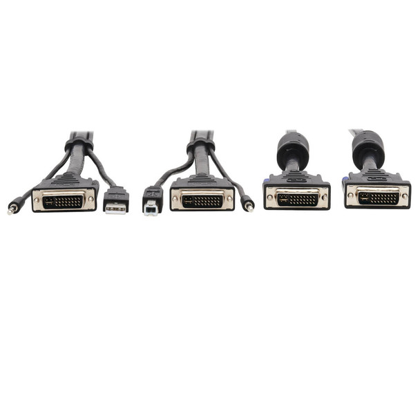 Tripp Lite Dual DVI KVM Cable Kit - DVI, USB, 3.5 mm Audio (3xM/3xM) + DVI (M/M), 10 ft. (3.05 m) P784-010-DV 037332242334