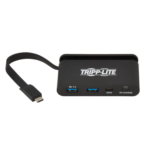 Tripp Lite U460-T04-2A2C-2 4-Port USB-C Hub with Self-Storing Cable and Power Delivery, 2x USB-A, 2x USB-C, 100W PD 3.0, 10Gbps, USB 3.1 U460-T04-2A2C-2 037332236449