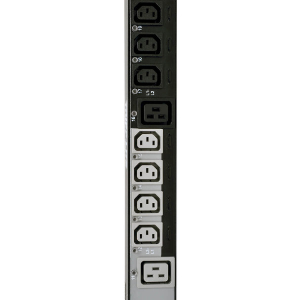 Tripp Lite 10kW 3-Phase PDU, Vertical, Switched, 0U, 24 IEC C13, 6 IEC C19 to L21-30P - 6 ft. Cord, LX Platform, TAA PDU3EVS6L2130 037332206732