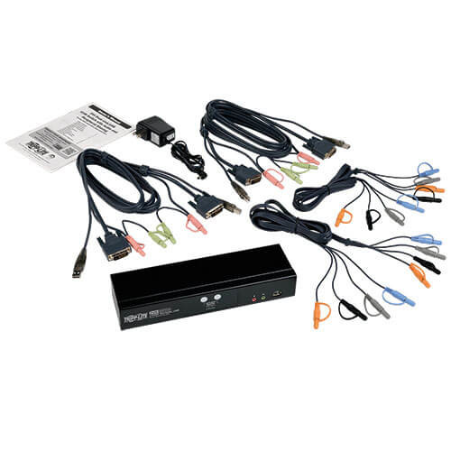Tripp Lite 2-Port DVI Dual-Link / USB KVM Switch w/ Audio and Cables B004-DUA2-HR-K 037332183033