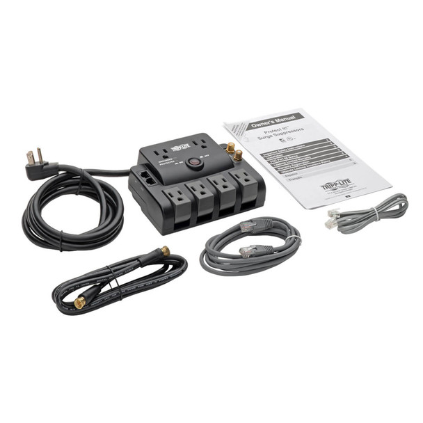 Tripp Lite Protect It! Surge Protector with 6 Outlets (2-fixed, 4-rotatable), 6-ft. Cord, 1440 Joules, Tel/Modem/Coax Protection TLP606RNET 037332178244