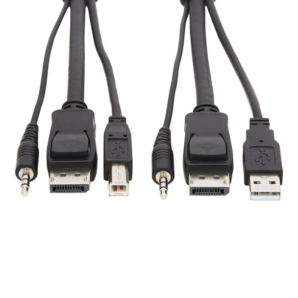 Tripp Lite DisplayPort KVM Cable Kit, 3 in 1 - 4K DisplayPort, USB, 3.5 mm Audio (3xM/3xM), 4:4:4, 1.83 m, Black P783-006 037332241382