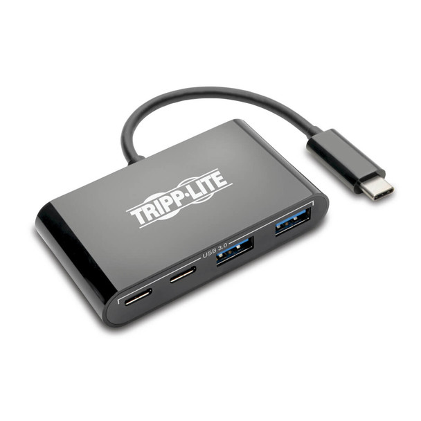 Tripp Lite U460-004-2A2CB 4-Port USB-C Hub, USB C to 2x USB-A, 2x USB-C, USB 3.0, Black U460-004-2A2CB 037332209207