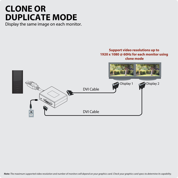 Tripp Lite B156-002-DVI-V2 2-Port DisplayPort to DVI Multi-Monitor Splitter, MST Hub, DP1.2, TAA B156-002-DVI-V2 037332193377