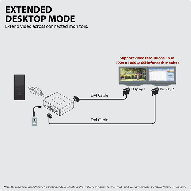 Tripp Lite B156-002-DVI-V2 2-Port DisplayPort to DVI Multi-Monitor Splitter, MST Hub, DP1.2, TAA B156-002-DVI-V2 037332193377